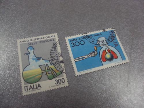 марки Италия 1981 медицина 1982 компания против курения лот 2 шт №183