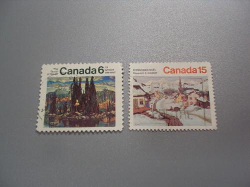 марки Канада 1970 живопись искусство пейзаж и 1974 рождество лот 2 шт гаш №2401