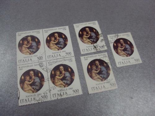 марки лот 7 шт Италия сцепки 1983 искусство живопись рафаэль 500 лет со дня рождения гаш №194