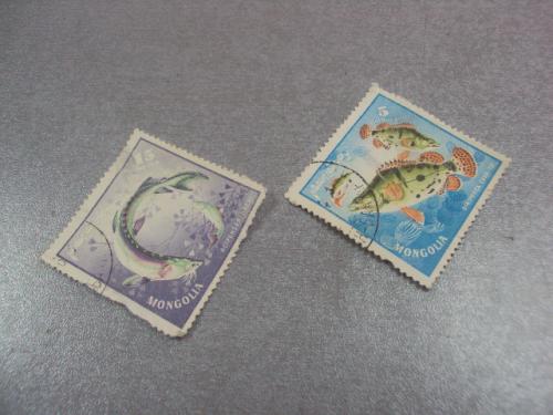 марки Монголия рыбы лот 2 шт №205