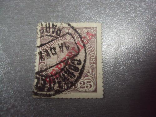 марки Португалия 1910 стандарт личности  Мануэль II надпечатка гаш №1879