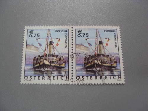 марки сцепка Австрия 2003 Бодензее озеро корабль флот гаш №2200