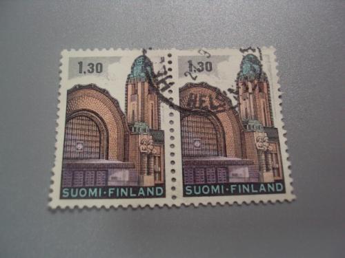 марки сцепка Финляндия 1971 архитектура стандарт вокзал поезда гаш №2113