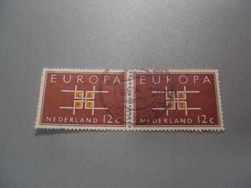 марки сцепка Нидерланды 1963 европа гаш №2078