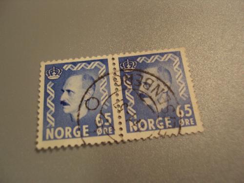 марки сцепка Норвегия 1952 стандарт личности Король Хаакон гаш №1799