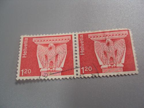 марки сцепка Швейцария 1974 архитектура колона орел мифология искусство гаш №2251