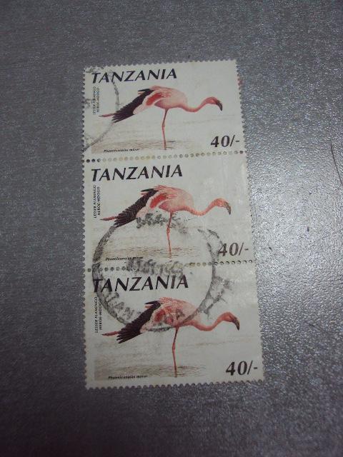 марки сцепка Танзания 1998 птицы фауна розовый фламинго гаш №1866