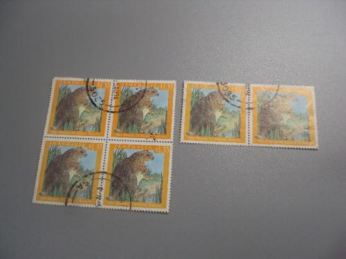 марки сцепки Австралия 1994 фауна сказочные животные Мифология аборигенов Буньип лот 6 мар гаш №2282