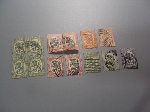 марки сцепки Финляндия 1917-1925 стандарт герб лев геральдика лот (марок 13 шт) гаш №2104