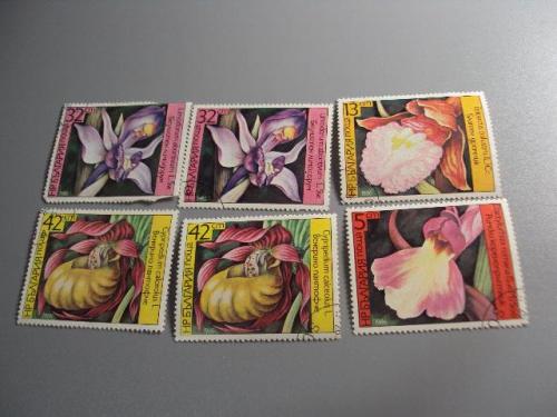 Марки серия Болгария 1986 флора цветы орхидея лот 6 шт гаш №10392