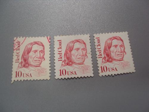 марки США 1986 стандарт личности индеец вождь Красное облако лот 2 шт негаш, 1 гаш №2482