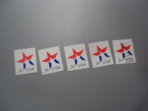 марки США 2002 стандарт звезда флаг лот 5 шт (1 гаш, 4 негаш) №2431