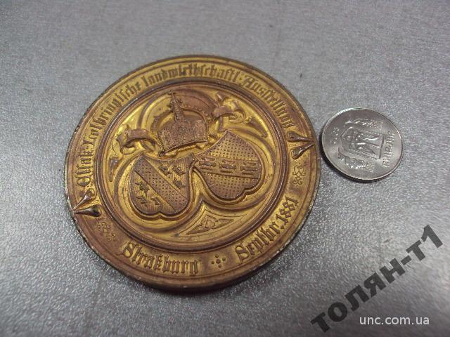 медаль strasbourg 1881 zur erinnerung позолота №10215
