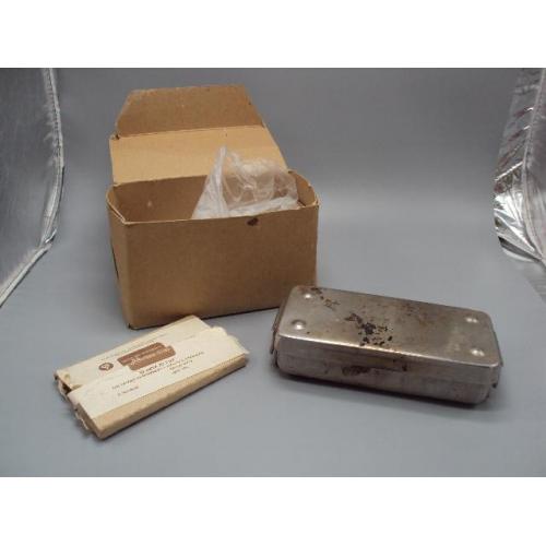Медицинский набор стерилизатор 1965 год коробка 18,5х8,5х5,2 см бинт, шприц, иглы, йод №15451МЯ
