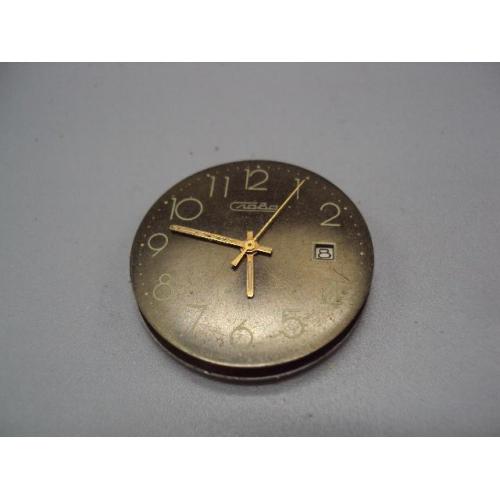 Механизм, циферблат и крышка наручные часы Слава 21 камень календарь ссср не на ходу №14649