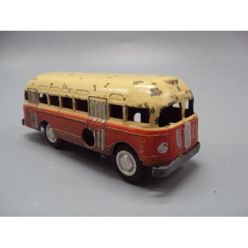 Модель машинка бус ЗИС-155 или ЗИС-154 автобус транспорт 50-е года заводная металл 4,5х12 см №15601