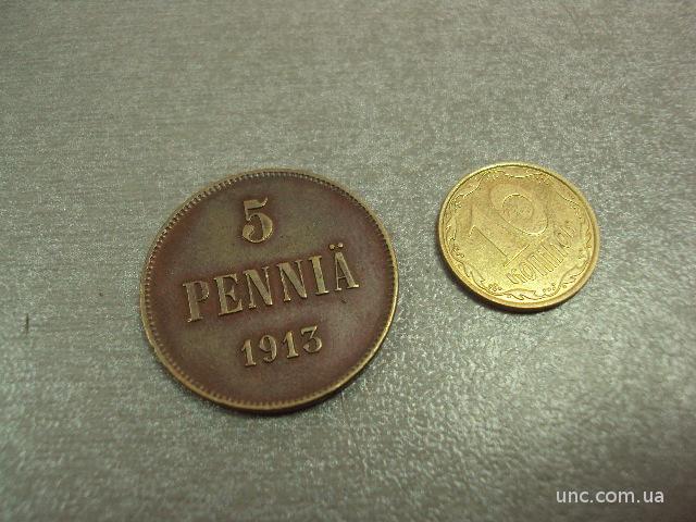 монета 5 пенни 1913 год финляндия №3
