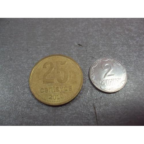 монета аргентина 25 сентаво 2010 №8241
