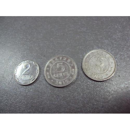 монета белиз 5 центов 2016 лот 2 шт №8654