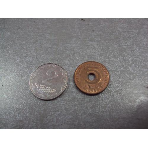 монета филиппины 5 сентимо 1995 сохран №8029