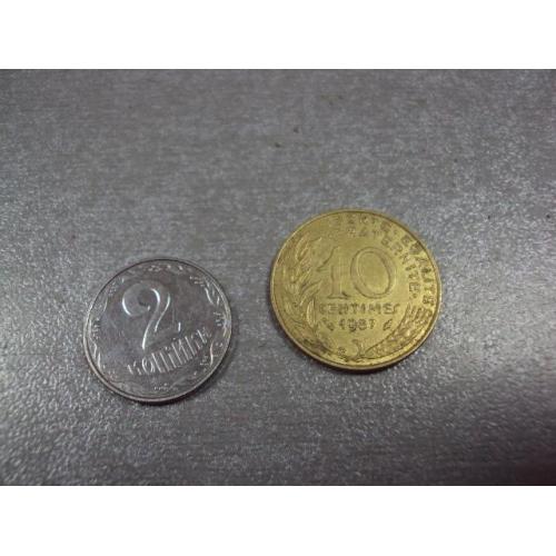 монета франция 10 сантимов 1987 №8401