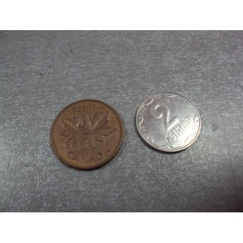монета канада 1 цент 1966 №9516