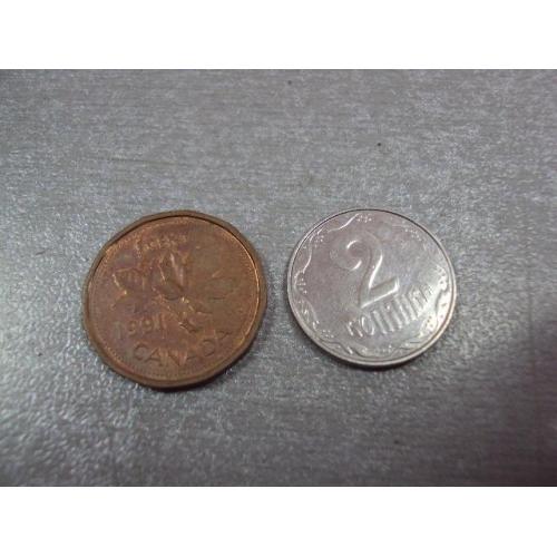 монета канада 1 цент 1991 №9528