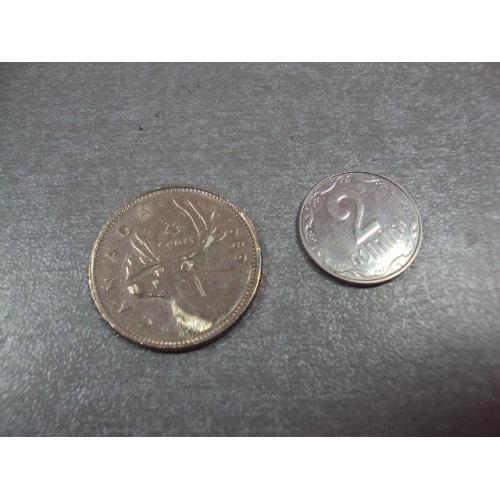 монета канада 25 центов 1989 №9501