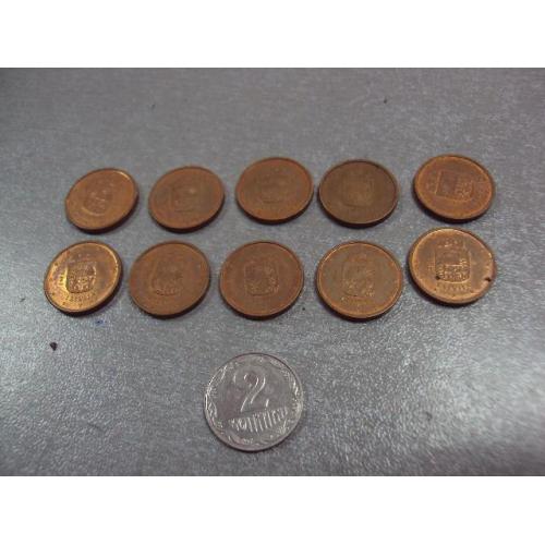 монета латвия 1 евро цент 2014 лот 10 шт №8014