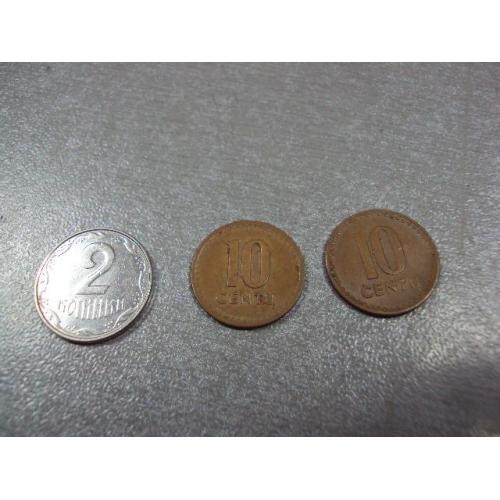 монета литва 10 центов 1991 лот 2 шт №8254