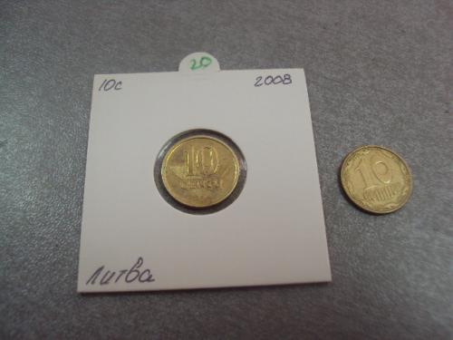 монета литва 10 центов 2008 №8205