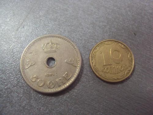 монета норвегия 50 эре 1949 №7891
