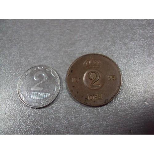 монета швеция 2 эре 1965 №8348