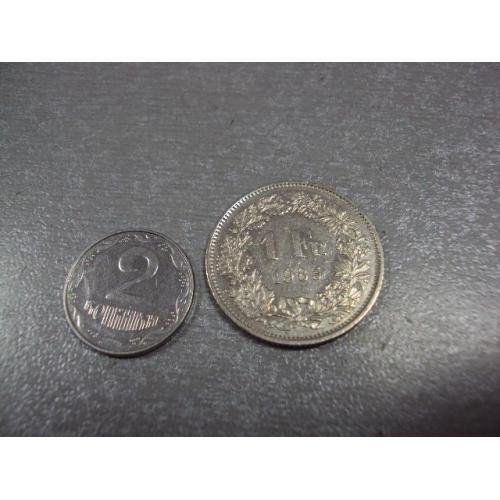 монета швейцария 1 франк 1985 поворот 180 градусов аверс-реверс №8820