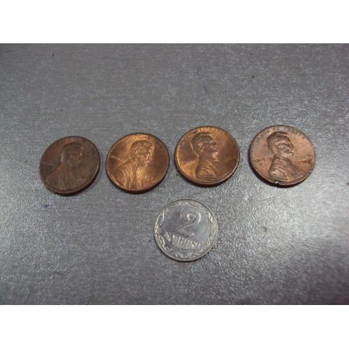 монета сша 1 цент 1984 лот 4 шт №9163