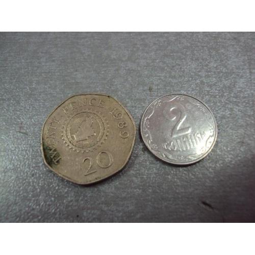 монета великобритания 20 пенсов 1989 гернси №9649