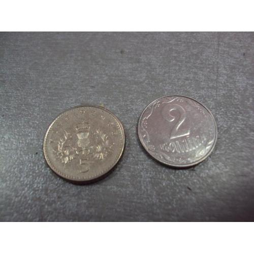 монета великобритания 5 пенсов 1990 №9594