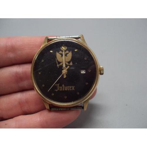 Мужские наручные часы Inturex календарь герб орел и корона позолота Ау1 Слава не на ходу №14698