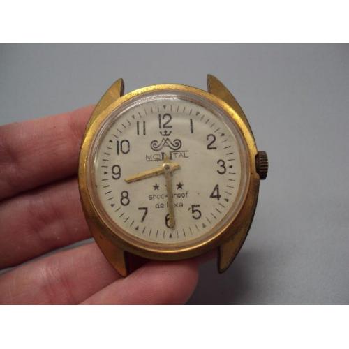 Мужские наручные часы Montal de luxe позолота Ау10 Монталь де люкс механизм 2409А на ходу №14697