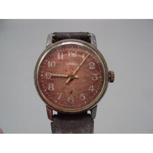 Мужские наручные часы Победа ЧЧЗ 17 камней ссср с браслетом на ходу диаметр 3,5 см №15875
