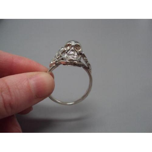 Мужское кольцо череп и листья листочки перстень серебро Украина вес 11,86 г 23 размер №15755