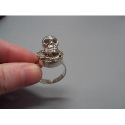 Мужское кольцо череп и листья перстень серебро Украина вес 12,65 г 21 размер №15754