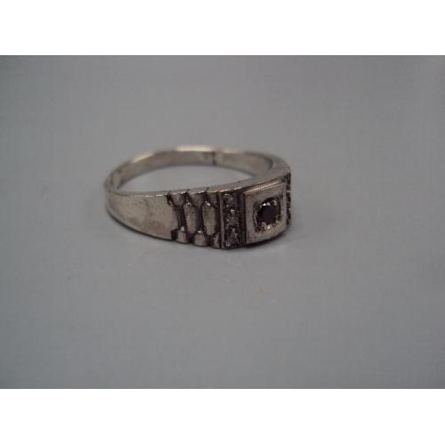 Мужское кольцо черная и белые вставки перстень серебро Украина вес 4,86 г 24 размер №15750