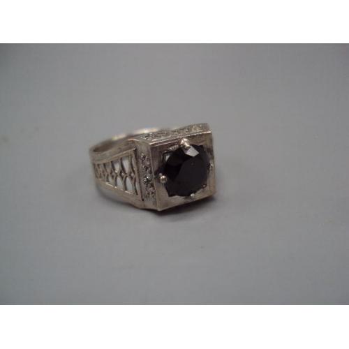 Мужское кольцо черная с белыми вставками квадрат серебро Украина вес 5,54 г 20 размер №15749