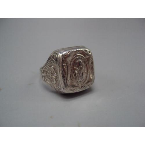 Мужское кольцо перстень ажурный герб печатка квадрат серебро 925 Украина вес 8,16 г 20 размер №15783