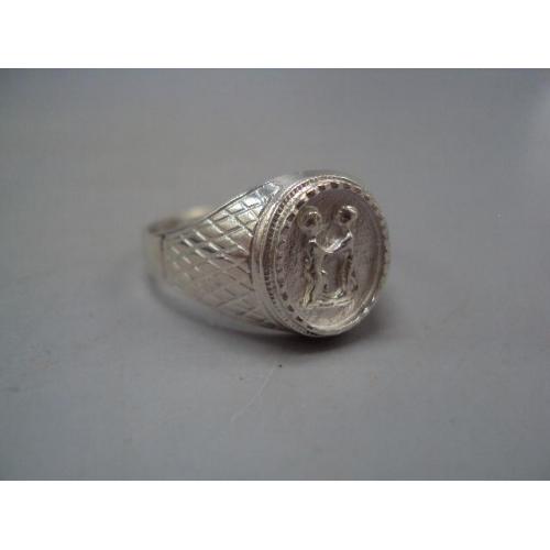 Мужское кольцо перстень Близнецы зодиак печатка серебро 925 проба вес 6,94 г размер 23 №14757