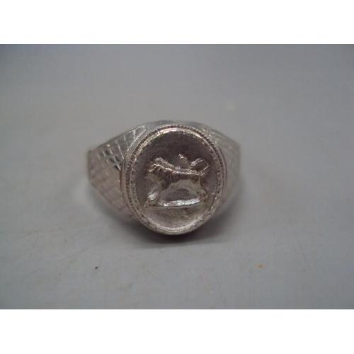 Мужское кольцо перстень гороскоп Лев зодиак печатка серебро 925 проба вес 5,96 г размер 25 №14758