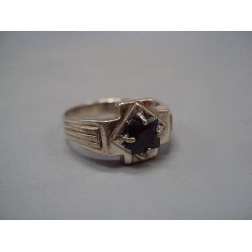 Мужское кольцо перстень печатка черная вставка серебро 925 проба Украина вес 6,04 г размер 22 №14749