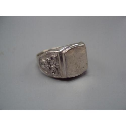 Мужское кольцо перстень печатка квадрат узор серебро 875 проба Украина вес 7,27 г 22,5 размер №15787
