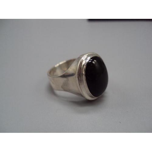 Мужское кольцо перстень печатка овал с черной вставкой серебро Украина вес 10,24 г размер 20 №14726